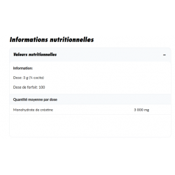 CREATINE MONOHYDRATE POIDS 300g